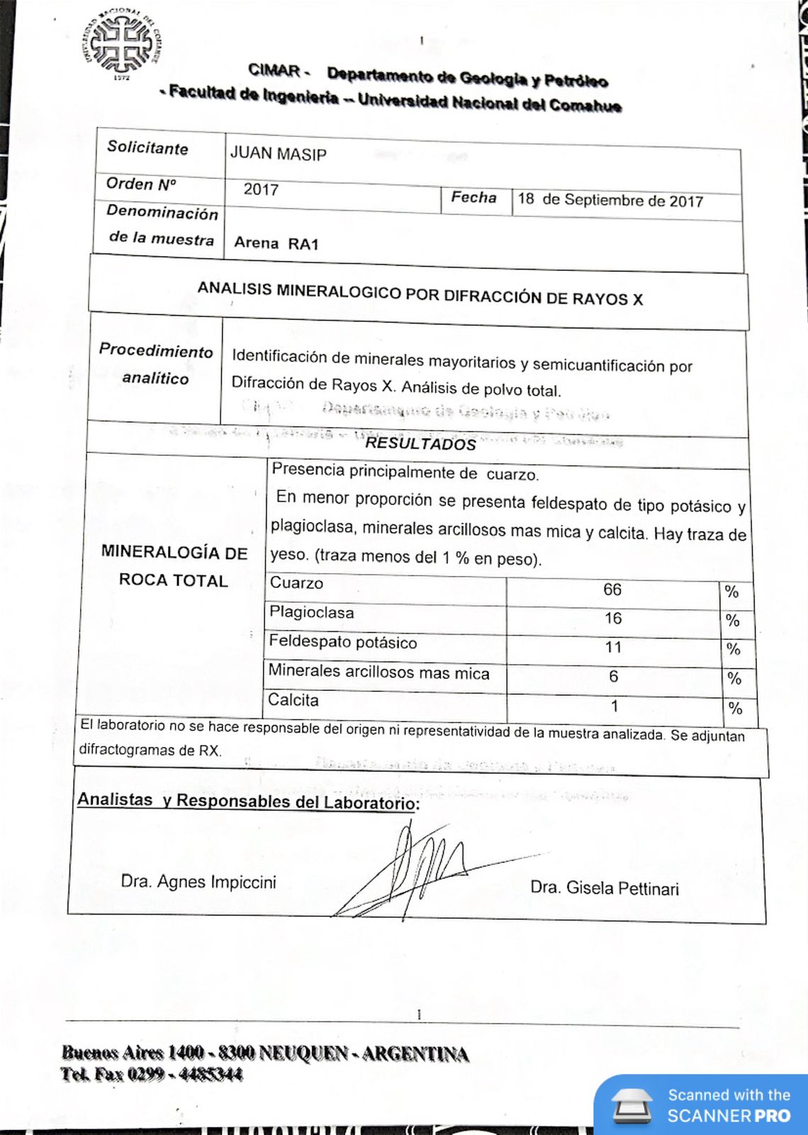 Muestras de arena silícea